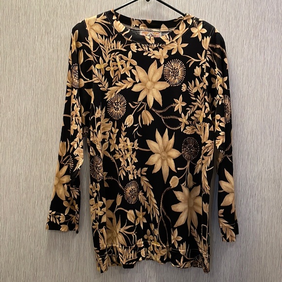 Gene Ewing BIS Long Sleeve Rayon Floral Top P51 - Picture 1 of 5